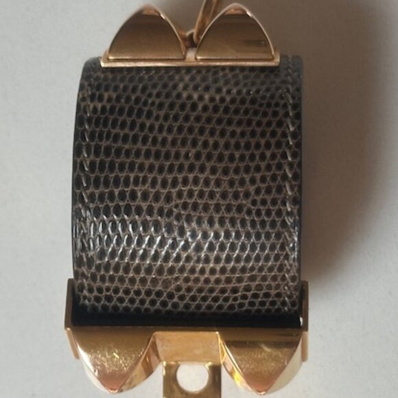 AUTHENTIC HERMES Collier De Chien Lizard / Rose Gold Cuff - Picture 5 of 11